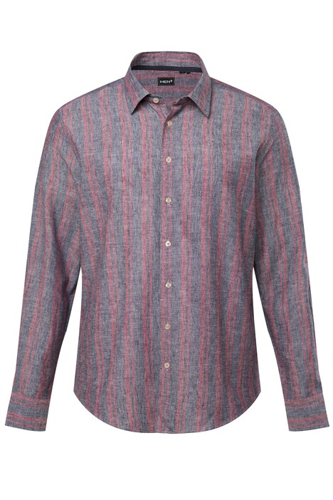Košile Men+, lněná směs, dlouhé rukávy, Kent límeček, Comfort střih, pruhy, do 8XL