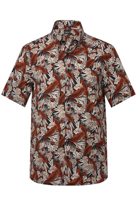 Košile Men+, břišní střih, krátké rukávy, límeček s knoflíky, plošný potisk, do 8XL