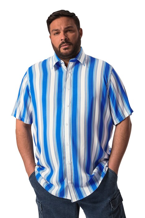 Košile Men+, břišní střih, krátké rukávy, pruhy, Kent límeček, Comfort střih, do 8XL