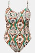 Maillot de bain à bonnets souples, avec imprimé coloré et anneau fantaisie au dos
