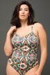 Maillot de bain à bonnets souples, avec imprimé coloré et anneau fantaisie au dos
