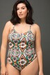 Maillot de bain à bonnets souples, avec imprimé coloré et anneau fantaisie au dos