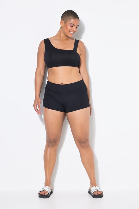 Short hipster de bain. Coupe Tight Fit. Taille haute élastique