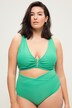 Haut de bikini à bonnets souples, avec rayures en tissu éponge et barre décorative