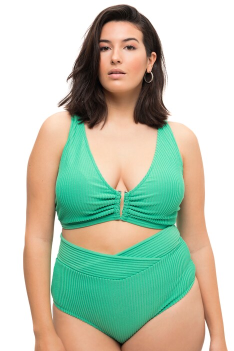 Bikiny top, měkké košíčky, froté pruhy, ozdobná spona