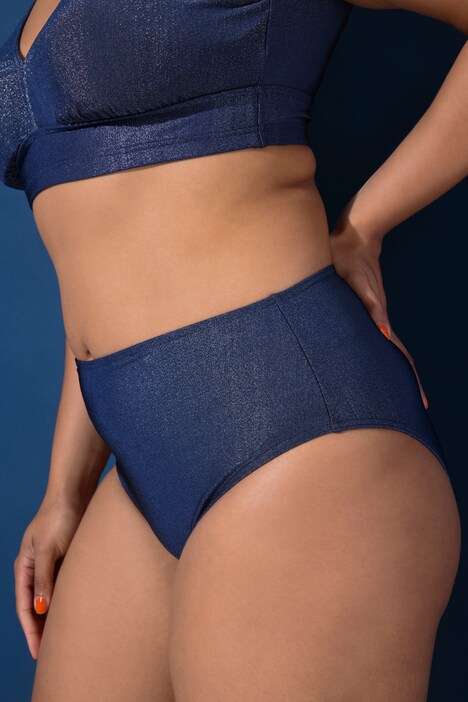 Slip de bikini, cintura alta, efecto brillante