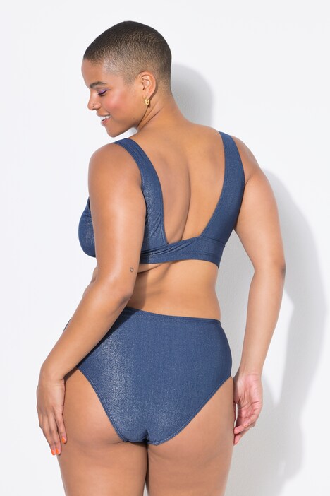 Slip de bikini, cintura alta, efecto brillante