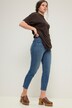 Skinny jeans, used look, 5-pocket, elastische tailleband