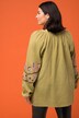 Musselin-Bluse, oversized, Tunika-Ausschnitt, Stickereien