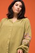 Musselin-Bluse, oversized, Tunika-Ausschnitt, Stickereien