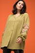 Musselin-Bluse, oversized, Tunika-Ausschnitt, Stickereien