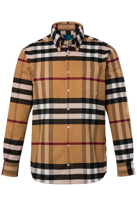 Kostkovaná flanelová košile, Boston Park, dlouhé rukávy, límeček s knoflíky, Comfort střih, do 8XL