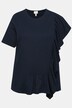 Camiseta, volante, cuello redondo, media manga, algodón orgánico