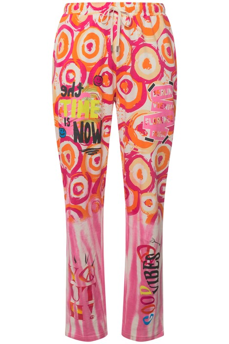 Straight Cut Elastic Waist Batik Print Joggers with Inscriptions