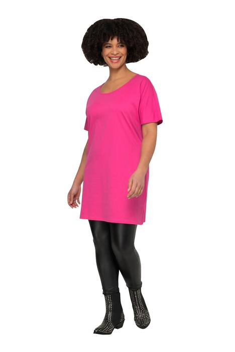Dlouhé tričko, oversize, kulatý výstřih, krátké rukávy