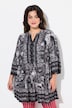 Buttoned 3/4-Sleeve Floral Pattern Stand-Up Collar Tunic