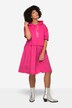 Jurk, oversized, materiaalmix, capuchon, korte mouwen