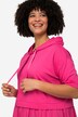Jurk, oversized, materiaalmix, capuchon, korte mouwen