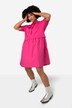 Jurk, oversized, materiaalmix, capuchon, korte mouwen