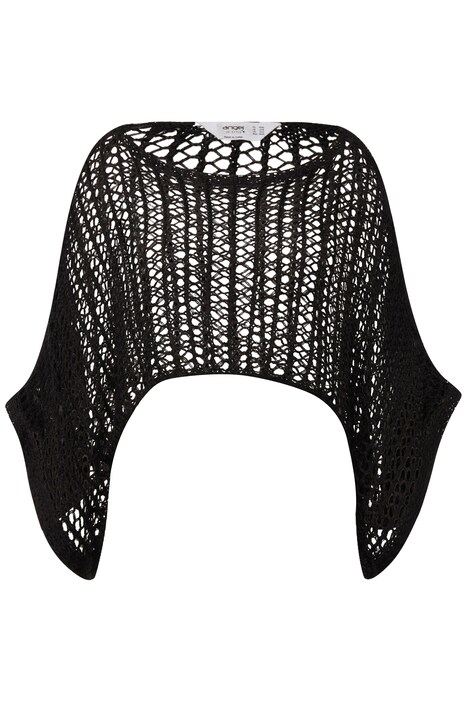 Oversized Long-Sleeve Mesh Knit Boat Neck Poncho