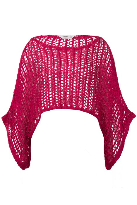 Oversized Long-Sleeve Mesh Knit Boat Neck Poncho