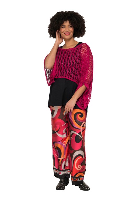 Oversized Long-Sleeve Mesh Knit Boat Neck Poncho