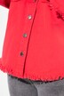 Chaqueta vaquera, ojales, dobladillo con flecos, cuello camisero, manga larga