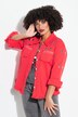 Chaqueta vaquera, ojales, dobladillo con flecos, cuello camisero, manga larga