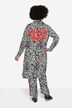 Lang bluse, sebratrykk, rygg-statement, skjortekrage, langermet
