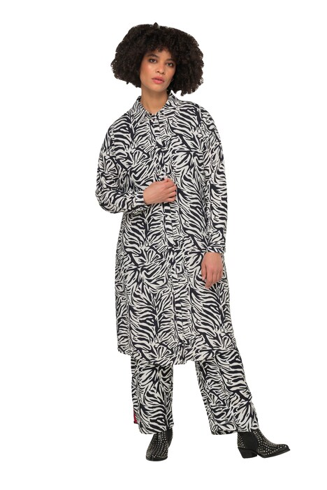 Dlouhá halenka, zebra potisk, nápis na zádech, límeček, dlouhé rukávy