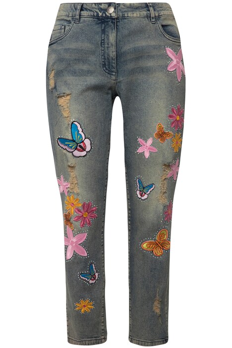 Patched Slim Fit 5-Pocket 7/8 Skinny Jeans