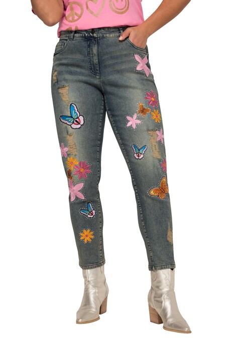 Patched Slim Fit 5-Pocket 7/8 Skinny Jeans