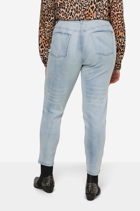 Slim-Fitting 5-Pocket Leopard Print Patch 7/8 Jeans