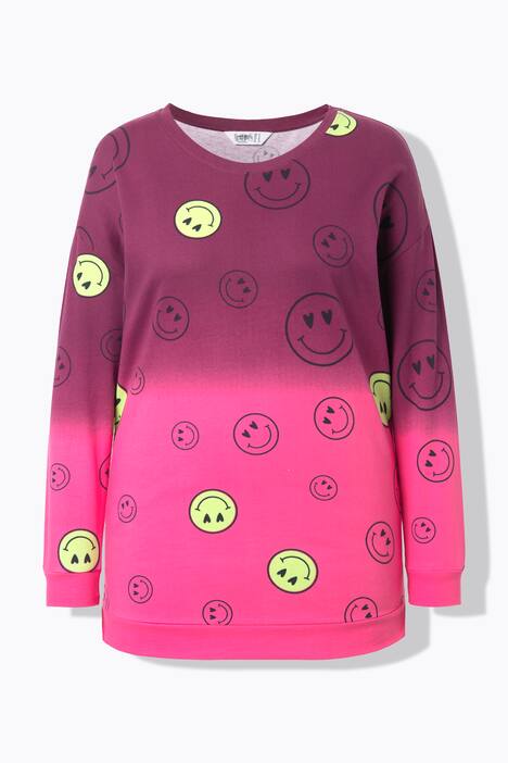 Mikina, oversize, barevný přechod Smiley, dlouhé rukávy