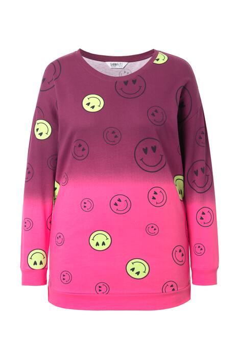 Mikina, oversize, barevný přechod Smiley, dlouhé rukávy