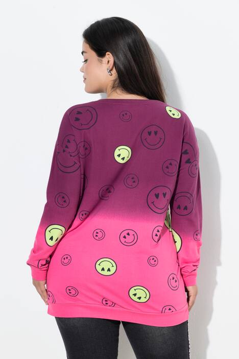 Mikina, oversize, barevný přechod Smiley, dlouhé rukávy