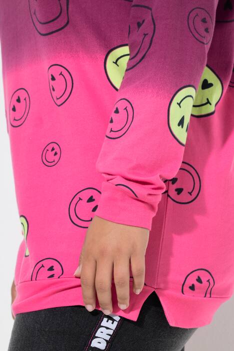 Mikina, oversize, barevný přechod Smiley, dlouhé rukávy