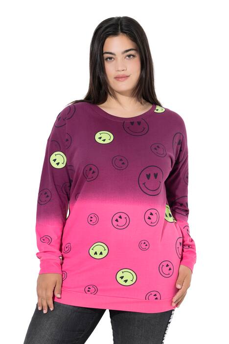 Mikina, oversize, barevný přechod Smiley, dlouhé rukávy