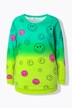 Oversized Long-Sleeve Color Gradient Smiley Print Sweatshirt