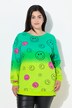 Oversized Long-Sleeve Color Gradient Smiley Print Sweatshirt