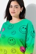 Oversized Long-Sleeve Color Gradient Smiley Print Sweatshirt