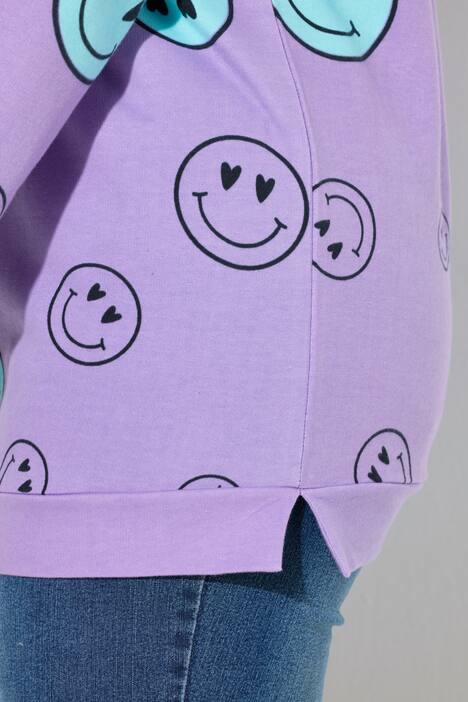 Sweat-shirt oversize à manches longues, imprimé Smileys et dégradé de couleurs