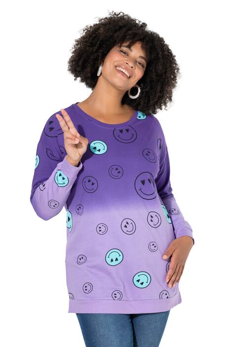 Mikina, oversize, barevný přechod Smiley, dlouhé rukávy