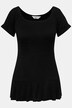 Slim-Fitting Half-Sleeve Smocked Elastic Jersey Top with Ruffle