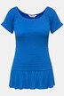 Slim-Fitting Half-Sleeve Smocked Elastic Jersey Top with Ruffle