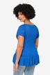 Slim-Fitting Half-Sleeve Smocked Elastic Jersey Top with Ruffle
