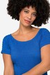 Slim-Fitting Half-Sleeve Smocked Elastic Jersey Top with Ruffle