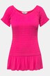 Slim-Fitting Half-Sleeve Smocked Elastic Jersey Top with Ruffle