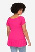 Slim-Fitting Half-Sleeve Smocked Elastic Jersey Top with Ruffle