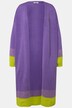 Long cardigan manches ballon, couleur contrastante à la base et aux extrémités des manches, coupe ouverte
